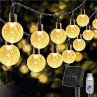 🏞️ enhance your outdoor space with solar garden lights: 26ft 50 led waterproof string lights for tree, patio, yard, wedding, party decorations - usb/solar powered, warm white логотип