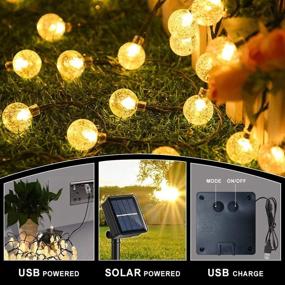 img 3 attached to 🏞️ Enhance Your Outdoor Space with Solar Garden Lights: 26Ft 50 LED Waterproof String Lights for Tree, Patio, Yard, Wedding, Party Decorations - USB/Solar Powered, Warm White