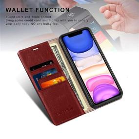 img 2 attached to 📱 Genuine Leather iPhone 11 Wallet Case with RFID Blocking - Burgundy 6.1 inch