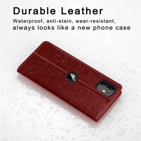 img 3 attached to 📱 Genuine Leather iPhone 11 Wallet Case with RFID Blocking - Burgundy 6.1 inch