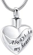 💔 always in my heart: heart shape cremation ash jewelry holder necklace - a memorial jewelry keepsake logo