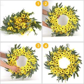 img 2 attached to 🌼 22" Jinghong Yellow Spring Sunflower and Daisy Wreath - Festive Wall Decor for Spring and Holidays