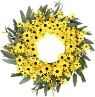 🌼 22" jinghong yellow spring sunflower and daisy wreath - festive wall decor for spring and holidays логотип