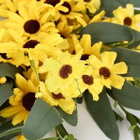 img 3 attached to 🌼 22" Jinghong Yellow Spring Sunflower and Daisy Wreath - Festive Wall Decor for Spring and Holidays