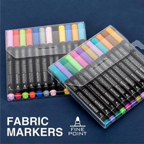 img 1 attached to 🎨 24 Colors Fabric Markers Art Pens: Permanent, Fine Point for Washable Art on Bags, Shoes, T-Shirts & More - Child Safe & Non-Toxic Fabric Paints