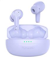 🎧 enc wireless earbuds with noise cancelling, clear call microphone, 40h playtime, anti-mistouch design, bluetooth headphones in-ear, game music dual mode, immersive 3d sound (purple) logo