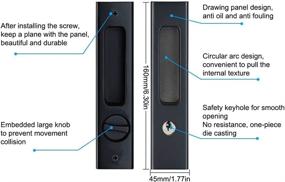 img 2 attached to 🚪 LWZH 6.3" Sliding Barn Door Mortise Latch: Black Invisible Recessed Handle Lock with 3 Keys, Perfect for Interior Wood Pocket Doors - Furniture Hardware (1 Pack)