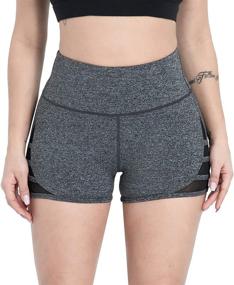 img 3 attached to DIELUSA Women's High-Waist Yoga Shorts for Workout and Running - Tummy Control Activewear Shorts