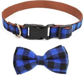 img 1 attached to 🐶 Stylish Plaid TAGATMI Dog Bow Tie Collar - Adjustable, Soft, and Comfortable for Dogs and Cats