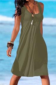 img 3 attached to 👗 Women's Casual Loose Tank Dresses - Sleeveless Beach Vacation Swing Dress with Pleated Details, U Neckline, and Soft Fabric