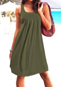 img 1 attached to 👗 Women's Casual Loose Tank Dresses - Sleeveless Beach Vacation Swing Dress with Pleated Details, U Neckline, and Soft Fabric