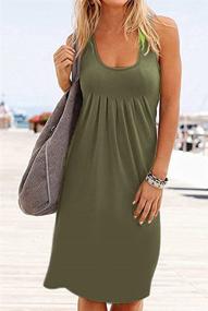 img 2 attached to 👗 Women's Casual Loose Tank Dresses - Sleeveless Beach Vacation Swing Dress with Pleated Details, U Neckline, and Soft Fabric