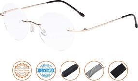 img 3 attached to 👓 Rimless Round Reading Glasses for Men and Women by CessBlu