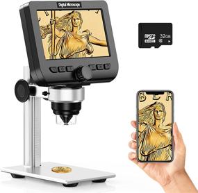 img 4 attached to Elikliv 1000X Wireless Coin Microscope with Metal Stand, 4.3 Inch 1080P USB Microscope + 32GB SD Card and 8 LED Lights - Compatible with Windows, iPhone, Android