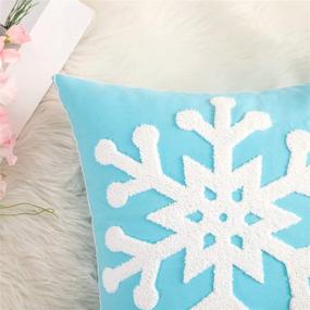 img 3 attached to MIULEE Pack of 2 Snowflake Embroidered Throw Pillow Covers - Festive Christmas Decor for Couch, Sofa, Bedroom, Car (Blue, 18x18in)