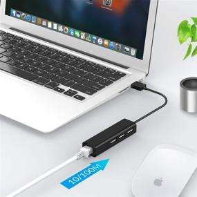 img 2 attached to 🖥️ LENTION 3 USB Ports Hub with RJ45 LAN Adapter - Expand Network Connectivity for MacBook Air/Pro, Chromebook, Windows Laptop, and More