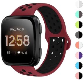 img 4 attached to 💪 Мягкий силиконовый ремешок для Fitbit Versa/Versa 2/Versa Lite (Малый/Большой) - Совместим с браслетами NANW, Воздушное отверстие на запястье для женщин и мужчин.