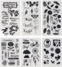 img 4 attached to 📮 Honbay 6 Sheets Silicone Clear Stamps: Assorted Themes, Friendly Phrases, Pretty Patterns – Perfect for Card Making, Decoration, and Scrapbooking