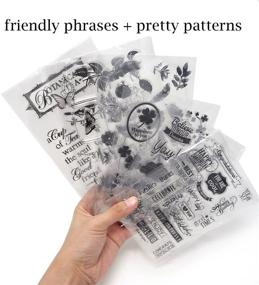 img 1 attached to 📮 Honbay 6 Sheets Silicone Clear Stamps: Assorted Themes, Friendly Phrases, Pretty Patterns – Perfect for Card Making, Decoration, and Scrapbooking