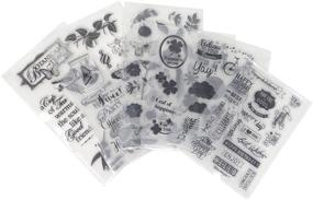 img 2 attached to 📮 Honbay 6 Sheets Silicone Clear Stamps: Assorted Themes, Friendly Phrases, Pretty Patterns – Perfect for Card Making, Decoration, and Scrapbooking