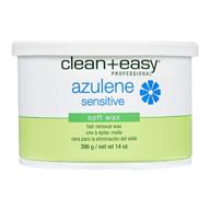 🔵 14 oz clean + easy hair removal soft wax: azulene formula for gentle hair removal, ideal for sensitive skin with redness and irritation reduction logo