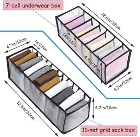 img 2 attached to 👙 Efficiently Organize Your Underwear with 5 PCS Folable Drawer Dividers - Choose from 6/7/7/11/11 Cell Options