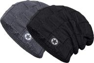 🧢 warm and stylish 2 pack slouchy beanie winter hats for men and women - thick, oversized knit caps that ensure optimal comfort logo