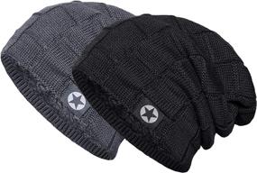 img 4 attached to 🧢 Warm and Stylish 2 Pack Slouchy Beanie Winter Hats for Men and Women - Thick, Oversized Knit Caps that Ensure Optimal Comfort