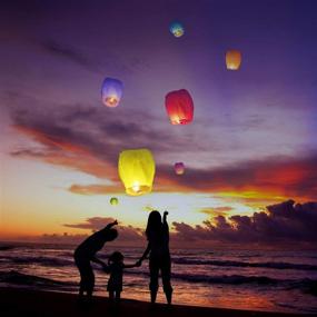 img 1 attached to 🏮 Biodegradable Chinese Lanterns with Multicolour Wire-Free Flying - Perfect for Weddings, Birthdays, Memorials, and More