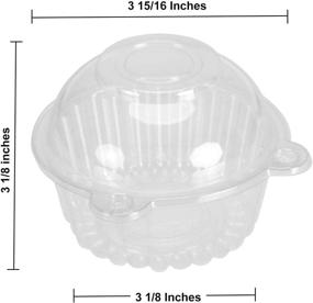 img 3 attached to Bekith 200 шт. Отдельные контейнеры для кексов - Корпус из прозрачного пластика с одним отделением для кексов и маффинов - Переносная коробка для хранения - без содержания бисфенола-A