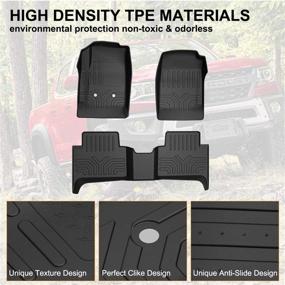 img 2 attached to 🚗 KIWI MASTER Floor Mats for Chevy Colorado/GMC Canyon Crew Cab 2015-2021: All-Weather Mat Liners, Front Rear 2 Row Seat TPE Slush Liner Set Black