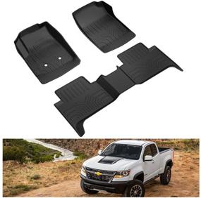 img 4 attached to 🚗 KIWI MASTER Floor Mats for Chevy Colorado/GMC Canyon Crew Cab 2015-2021: All-Weather Mat Liners, Front Rear 2 Row Seat TPE Slush Liner Set Black