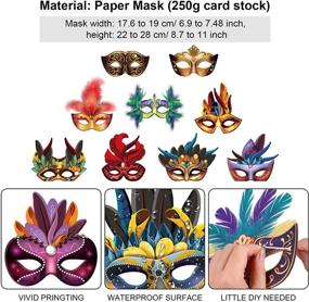 img 3 attached to 🎭 Mardi Gras Paper Masks: Colorful Carnival Parade Feather Face Masks for Masquerade Party - Fun New Orleans Novelty Masks for Boys and Girls Costume Party Favors
