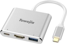 img 3 attached to 🔌 Tuwejia USB C to HDMI Multiport Adapter - USB 3.1 Gen 1 Thunderbolt 3 to HDMI 4K Video Converter with USB 3.0 Hub and PD Quick Charging Port - Enhances Large Projection Capability