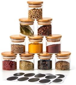 img 4 attached to 🏺 Organize and Beautify with EZOWare 10 Bottles Glass Jar Set: Air Tight Canister Storage Containers for Kitchen Spices, Bathroom, and Party Favors