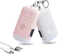 🚨 safesound personal alarm 2 pack - 130db usb rechargeable keychain siren security devices with emergency light for women, girls, kids, and elderly (white & pink) - enhanced seo logo