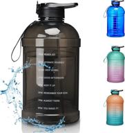 💧 kevenz 1 gallon water bottle with time marker and straw - leakproof bpa-free black water jug logo