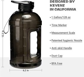 img 3 attached to 💧 KEVENZ 1 Gallon Water Bottle with Time Marker and Straw - Leakproof BPA-Free Black Water Jug