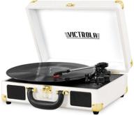 victrola vintage 3-speed bluetooth portable suitcase record player with built-in speakers logo