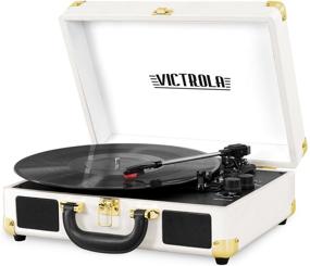 img 4 attached to Victrola Vintage 3-Speed Bluetooth Portable Suitcase Record Player With Built-In Speakers
