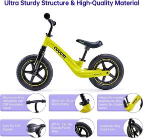 img 2 attached to 🚲 COOGHI Balance Bike - Premium Lightweight Toddler Bike with One-Piece Magnesium Alloy Frame and Rubber Foam Tires - Perfect Training Bicycle for Boys & Girls Ages 2-6 with Footrest