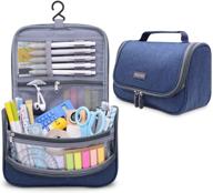 aiscool big capacity pen pencil case holder bag pen organizer pouch stationery box oxford cloth dry-wet separation portable travel hanging bag toiletry bag for school home office (blue) logo