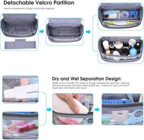 img 1 attached to Aiscool Big Capacity Pen Pencil Case Holder Bag Pen Organizer Pouch Stationery Box Oxford Cloth Dry-Wet Separation Portable Travel Hanging Bag Toiletry Bag For School Home Office (Blue)