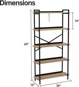 img 3 attached to SMAGREHO 5 Tier Industrial Bookshelf: Stylish Open Wood Bookcase with Metal Frame for Living Room, Bedroom, and Office Décor