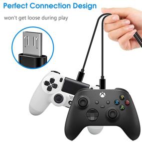 img 2 attached to 🎮 10ft 2Pack PS4 Controller Charger Cable - High Speed Data Sync Power Wire for Sony Playstation 4, PS4 Slim/Pro, Dualshock 4, Xbox One/One X - Nylon Braided Extra Long