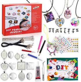 img 4 attached to 🎀 EFOSHM Girls Crafts Gifts - DIY Pendant Jewelry Making Kit for Girls | 20 Necklaces, 4 Bracelets | Step-by-Step Instructions & Craft Supplies Included