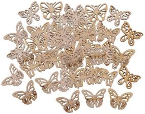 img 4 attached to 🦋 50 Pieces of Wooden Butterfly Embellishment Slices for DIY Card Making, Scrapbooking, Wood Art, and Wedding Decorations