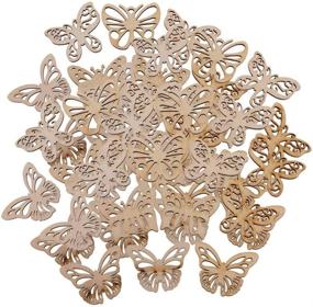 img 3 attached to 🦋 50 Pieces of Wooden Butterfly Embellishment Slices for DIY Card Making, Scrapbooking, Wood Art, and Wedding Decorations