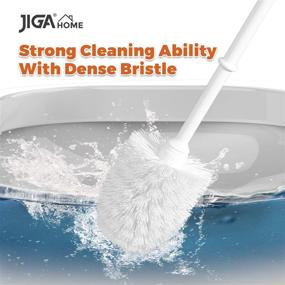img 2 attached to JIGA 3 Pack Toilet Brush and Holder Set - Sturdy White Bathroom Toilet Bowl Brush with Caddy - Effective Stiff Bristles for Powerful Cleaning