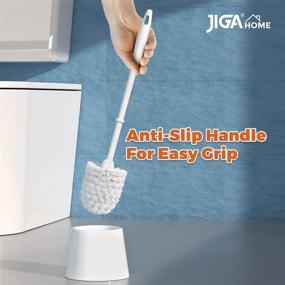 img 1 attached to JIGA 3 Pack Toilet Brush and Holder Set - Sturdy White Bathroom Toilet Bowl Brush with Caddy - Effective Stiff Bristles for Powerful Cleaning